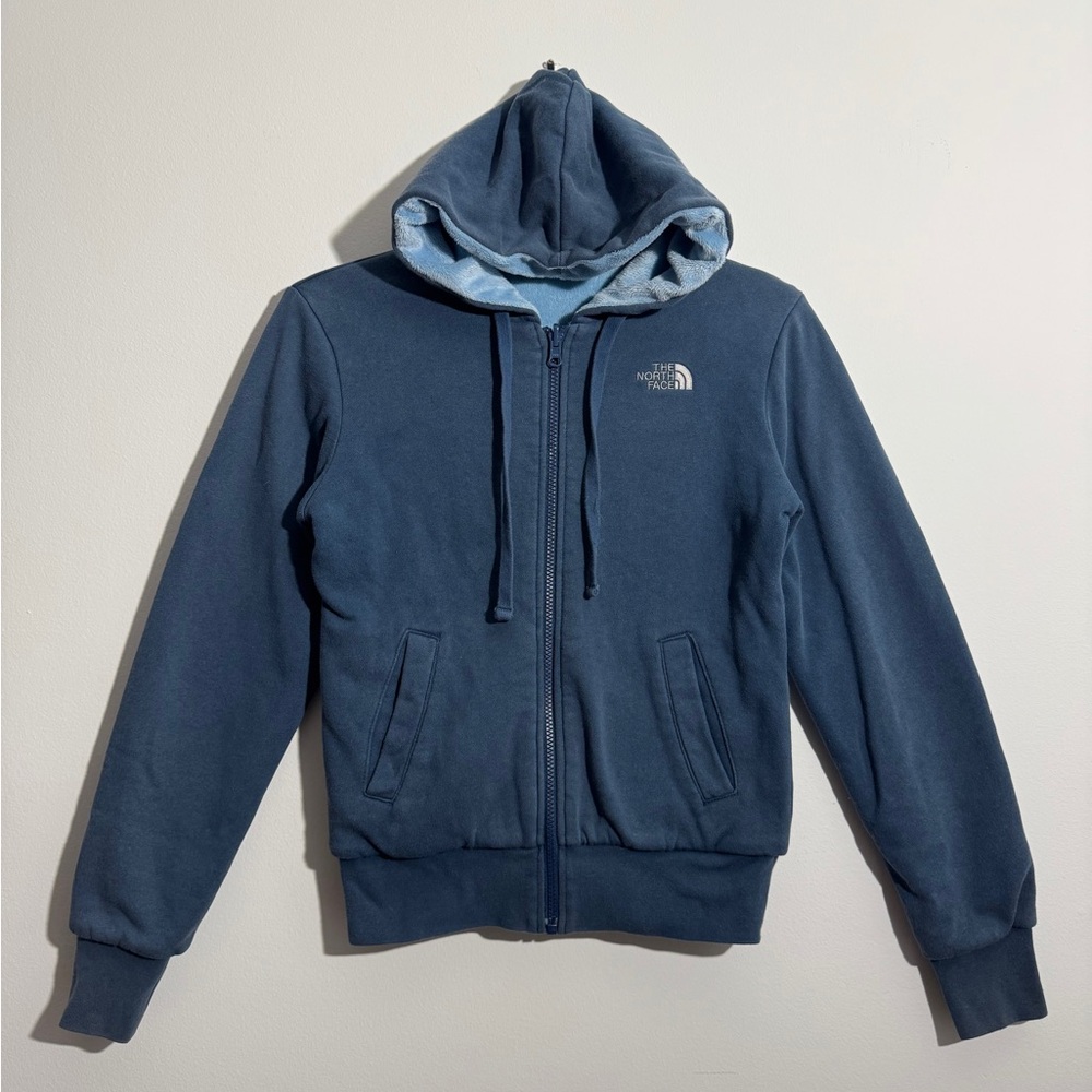 The North Face Reversible Fleece‎ Hoodie Blue and Light Blue Women’s XS - Picture 13 of 13